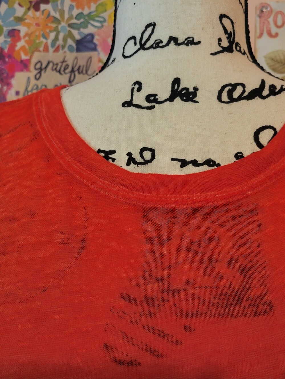 Free People We The Free Relaxed Fit Cassidy Oversized In Poppy Raw Hem Tee M,EUC - Picture 7 of 16